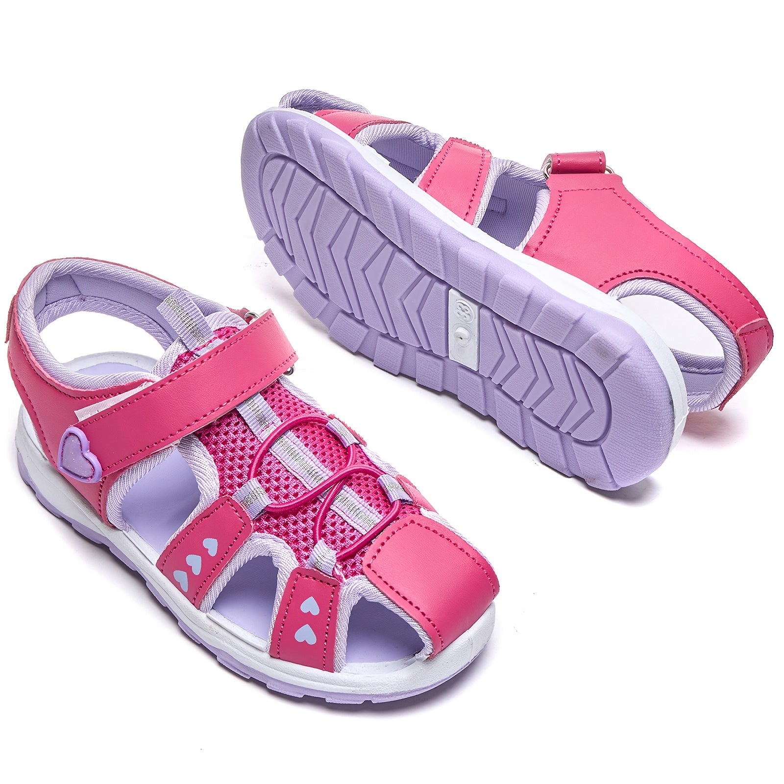 Kids' Breathable Lightweight Running Sandals Pink Purple Striped Non-Slip PU