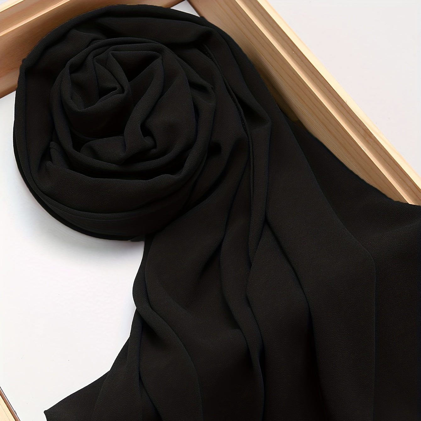 Woven Polyester Chiffon Hijab Scarf Solid Color Lightweight Muslim Head Cover for Casual Ramadan