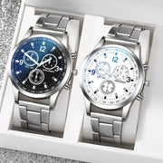Elegant Women's and Men's Watch Set Alloy Round Analog Casual Jewelry Gift for All Occasions