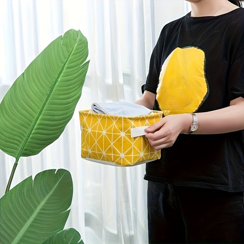 Black and White Grid Pattern Storage Basket for Home and Desk Organization