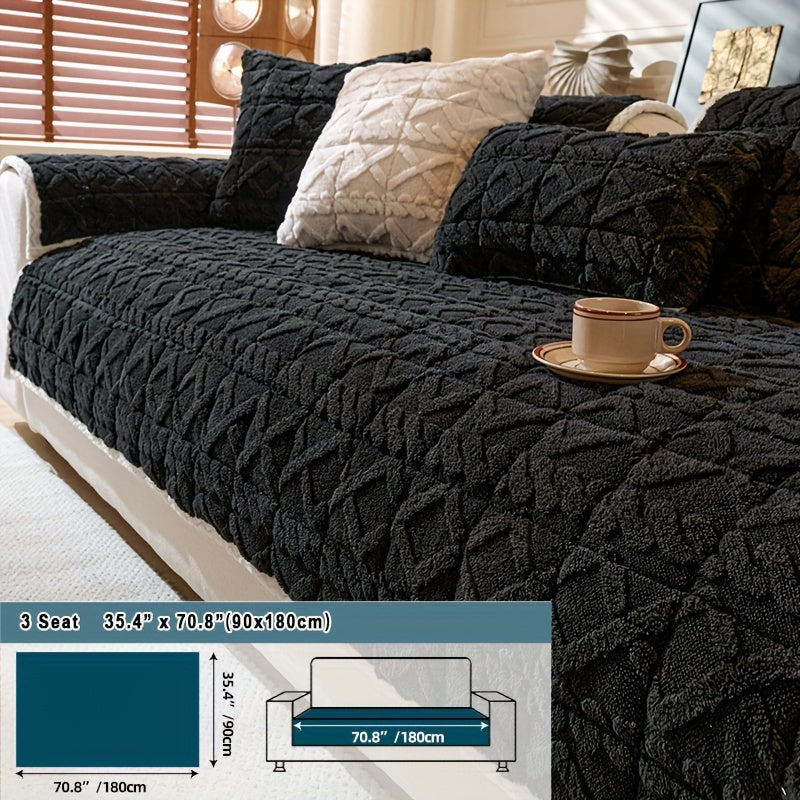 Пушистый чехол для дивана, подходящий для 1-4 человек, устойчивый к пятнам и моющийся в машине