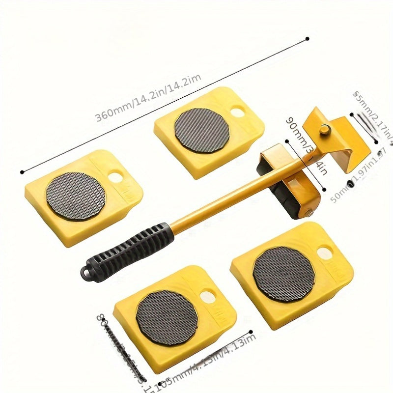 Комплект алюминиевых тележек с системой блоков для перемещения тяжелой техники и мебели