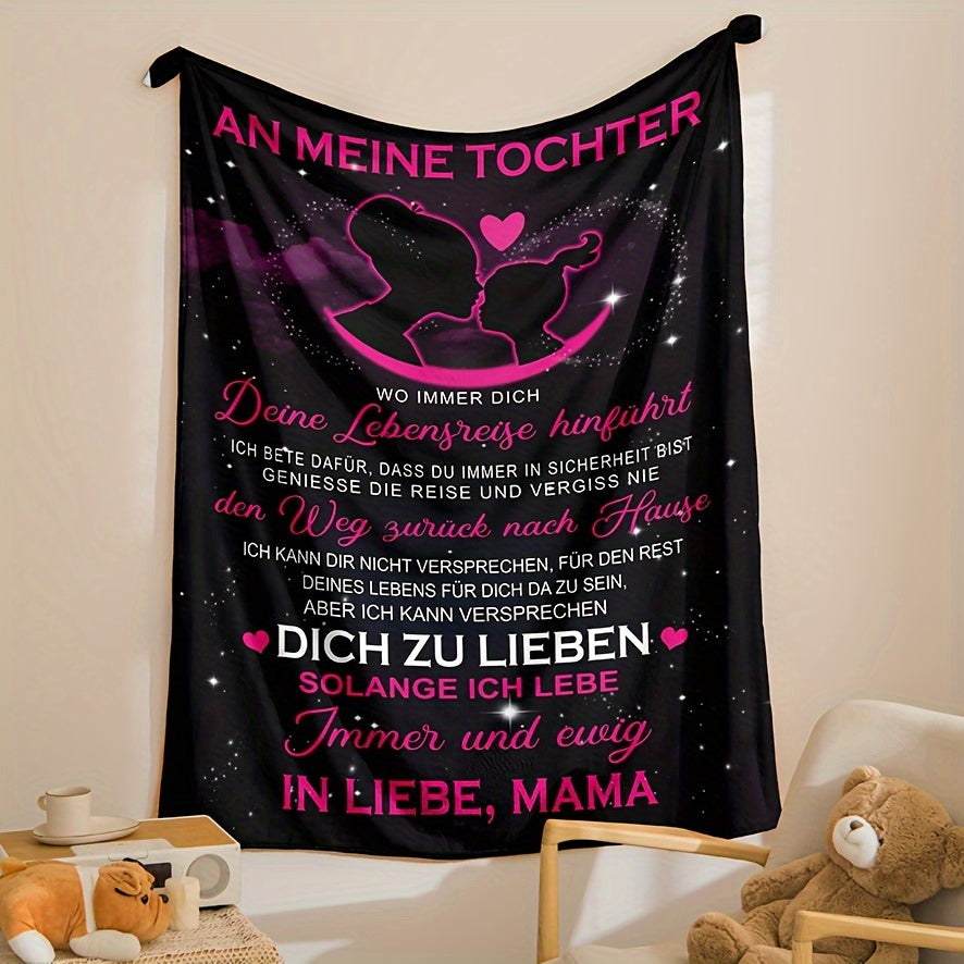 German Letter Flannel Blanket for Daughter with Heartfelt Message Cozy Snuggle Gift