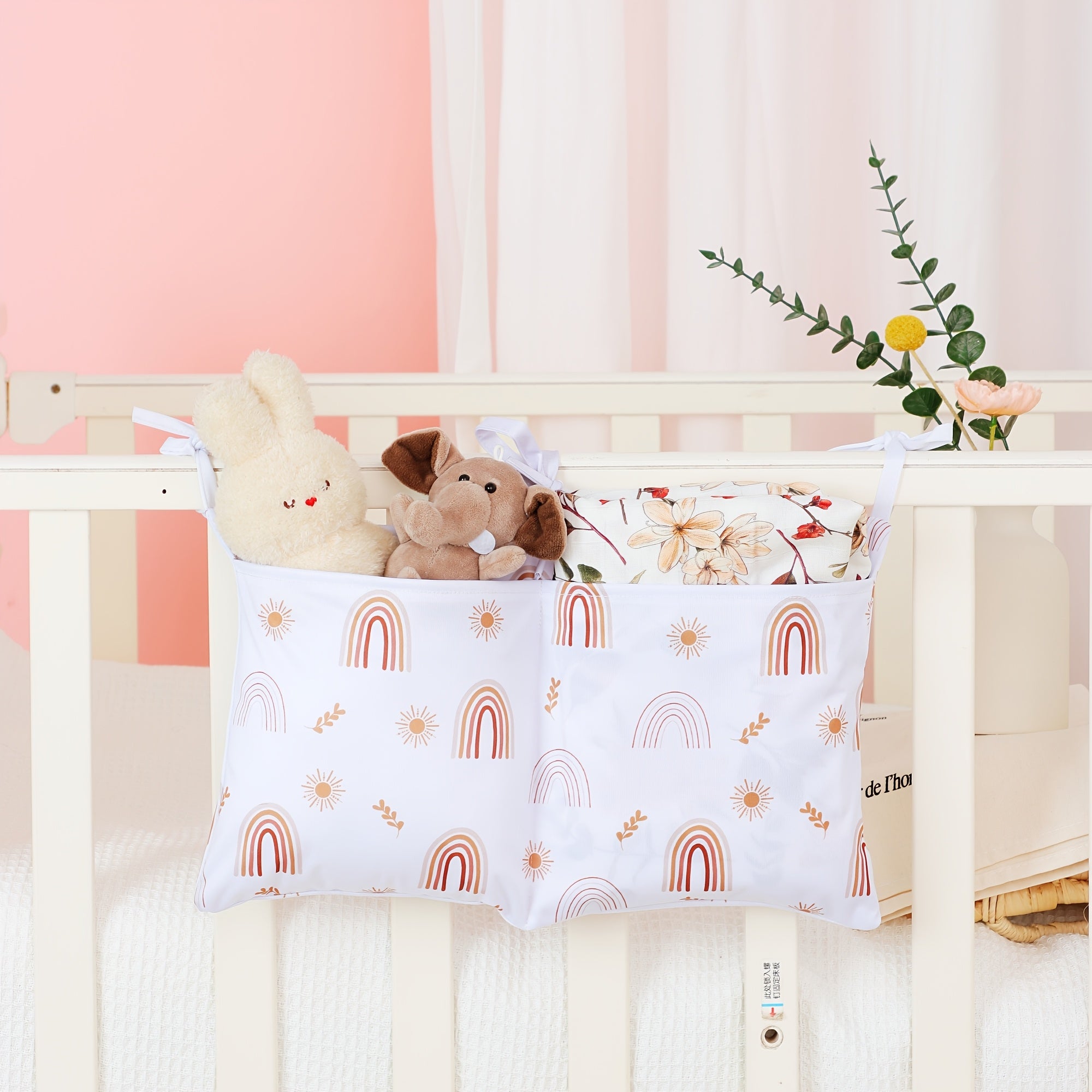 Kids Bedside Storage Organizer with Pockets, Hanging Design, Cute Print
