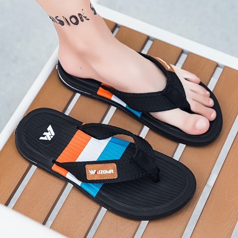 Men's Color Block Flip Flops Non-Slip Rubber Sole Casual Indoor Beach Summer