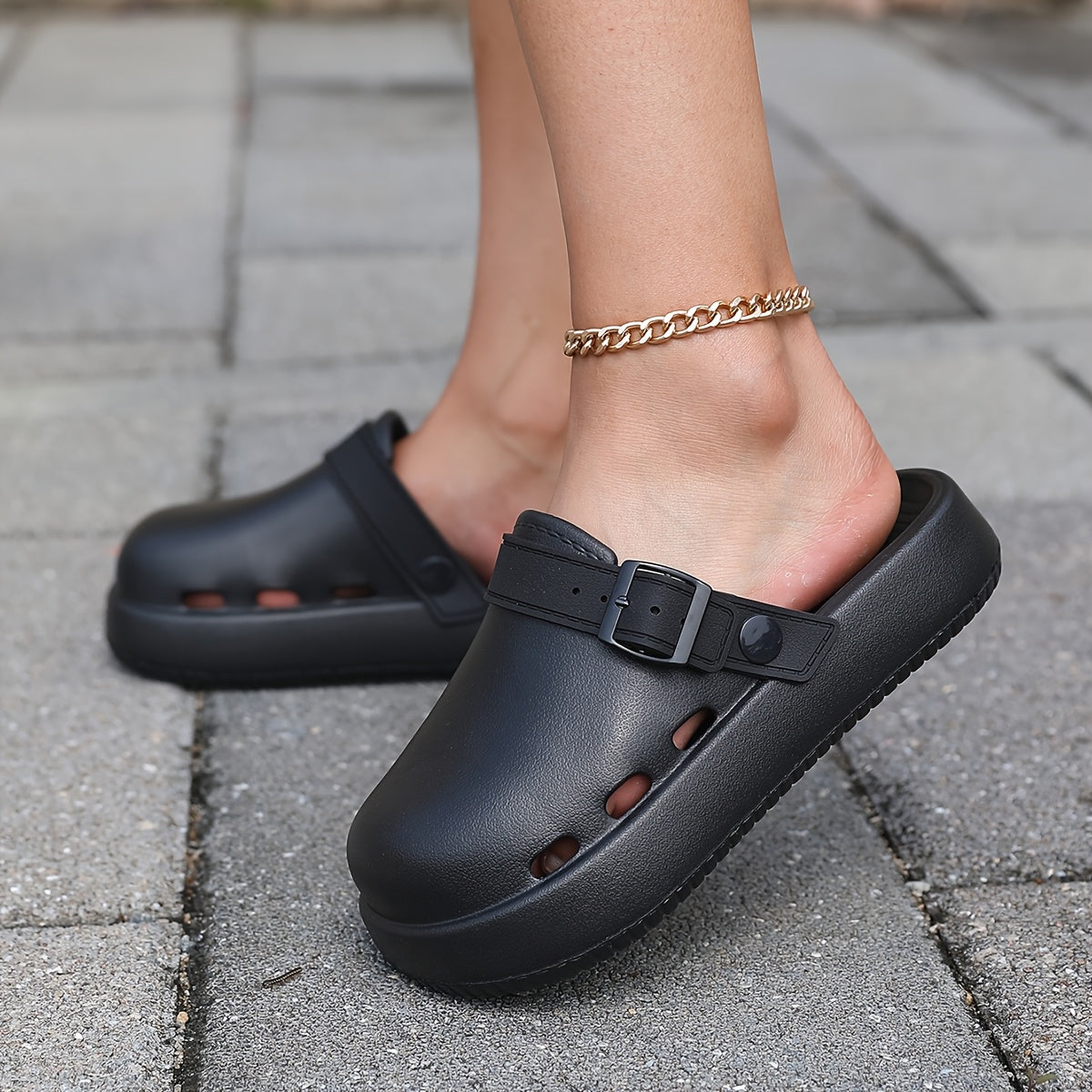 Women's Neon Green Slip-On Platform Sandals Open-Toe Casual Poolside