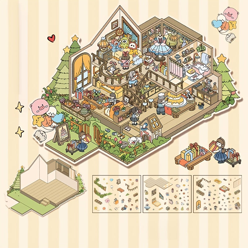 3D Наклейки для ландшафта хранения для миниатюрных сцен Маленький дом Журналинг DIY Облегчение стресса