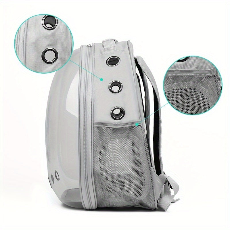 Transparent Cat Backpack Carrier for Large Cats Breathable Zipper Closure Double Shoulder Straps
