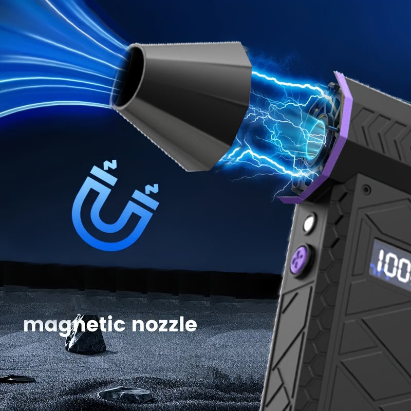 USB rechargeable handheld blower with digital display for camping outdoor use