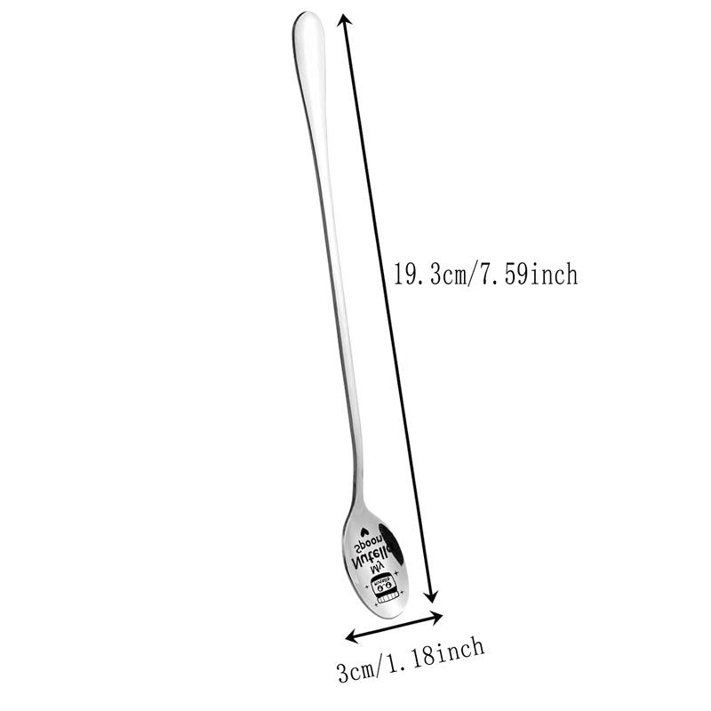 Cuchara de acero inoxidable grabada para café, postre, helado, regalo