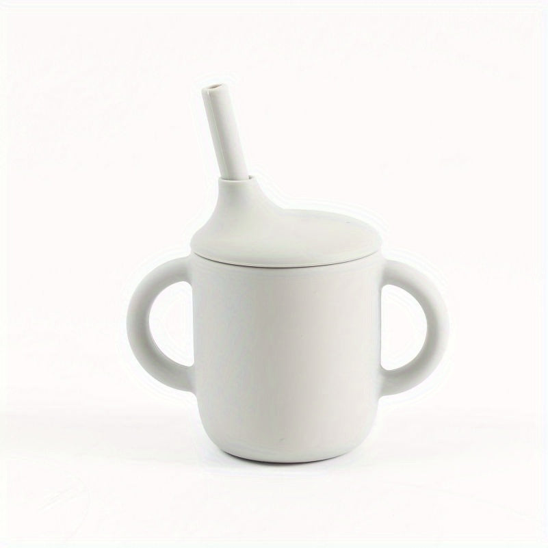 Toddler Silicone Training Cup with Straw Handle Anti-Spill Durable Heat-Resistant