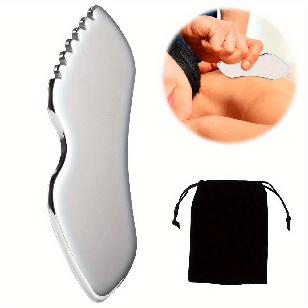 Инструмент для массажа лица Gua Sha из прочной нержавеющей стали. Эргономичный дизайн для расслабления лица, глаз, шеи и тела. Легкий в использовании косметический прибор.