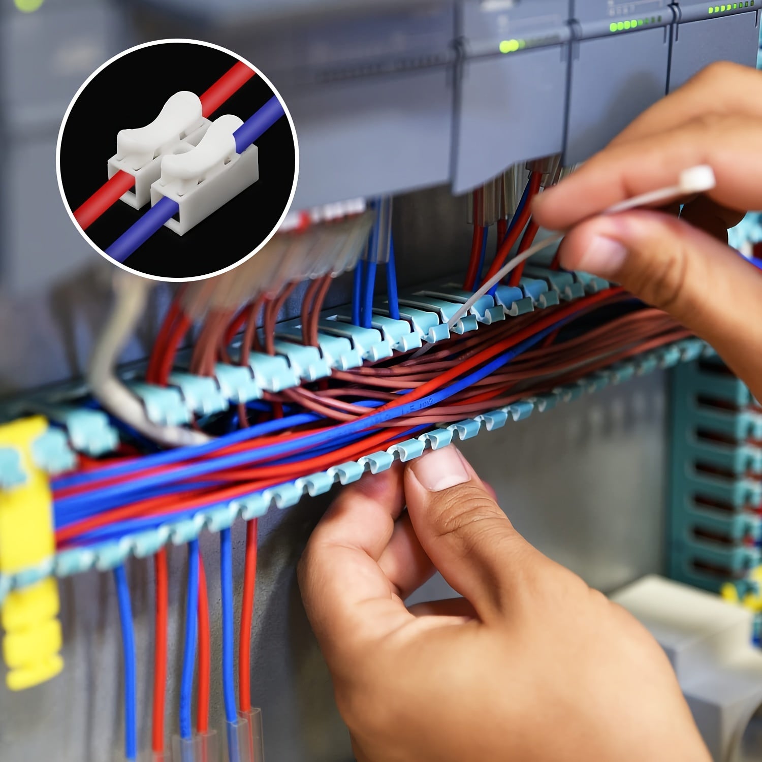 50pcs Wire Connectors Dual Pin Spring Clamp Terminals White for Electrical Projects