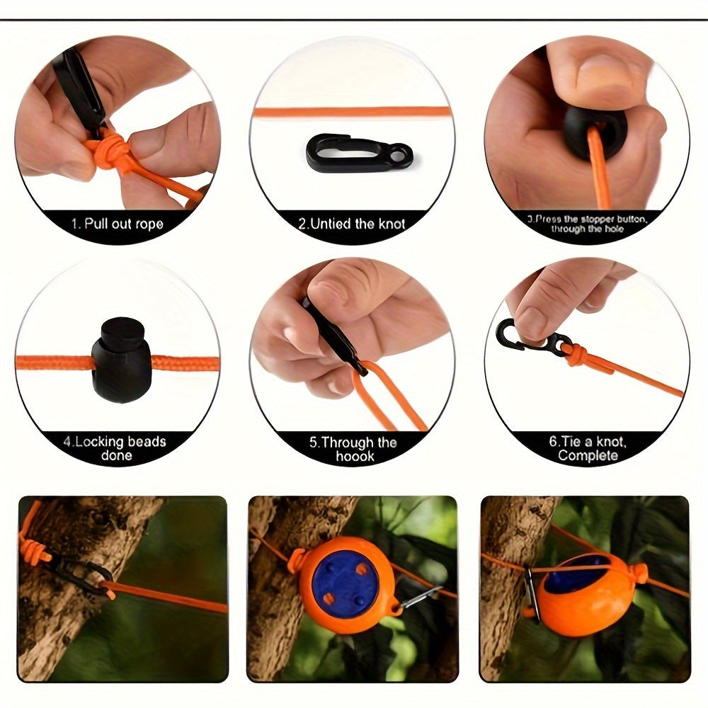 Nylon Retractable Clothesline 10m Portable Indoor Outdoor Drying Rack No Drilling