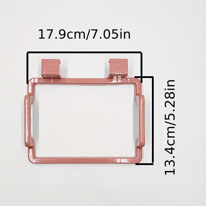 Soporte de plástico rosa para bolsas para organización de cocina y baño, gancho para puerta de armario