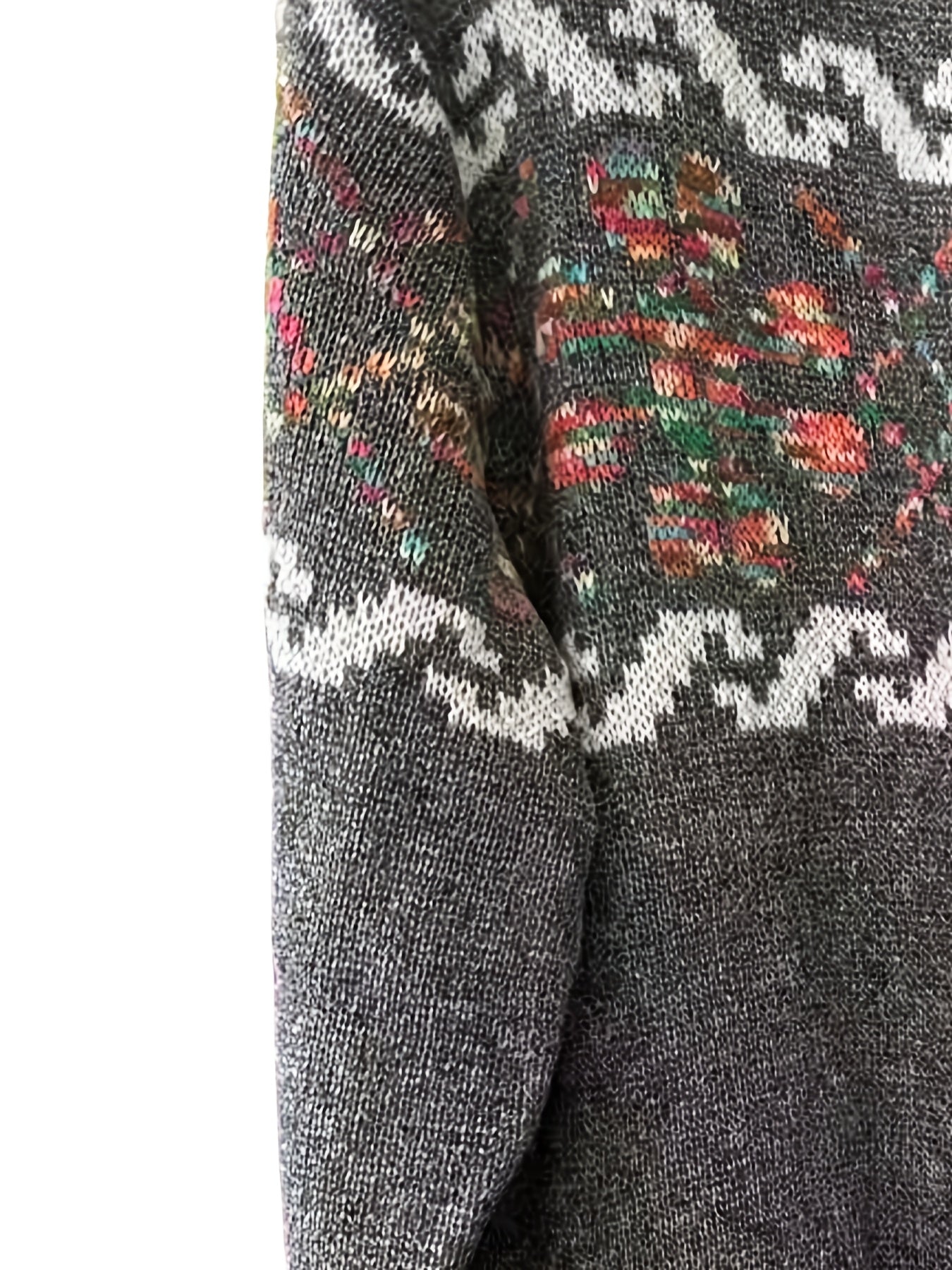 Plus Size Women's Open Front Cardigan Long Sleeve Geometric Pattern Polyester Outerwear