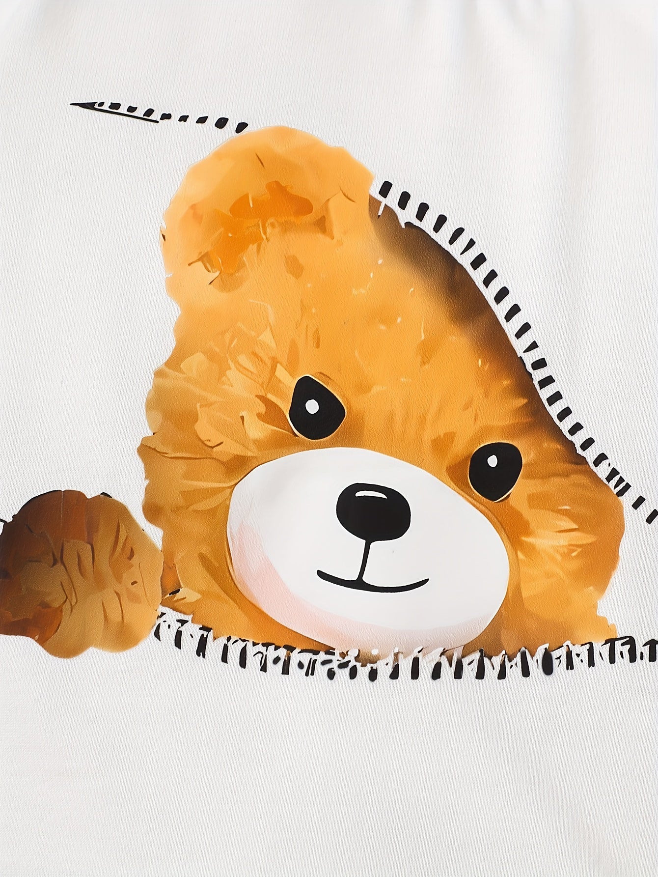 Baby Boys Hoodie and Sweatpants Set Autumn Winter Teddy Bear Print Polyester Comfortable