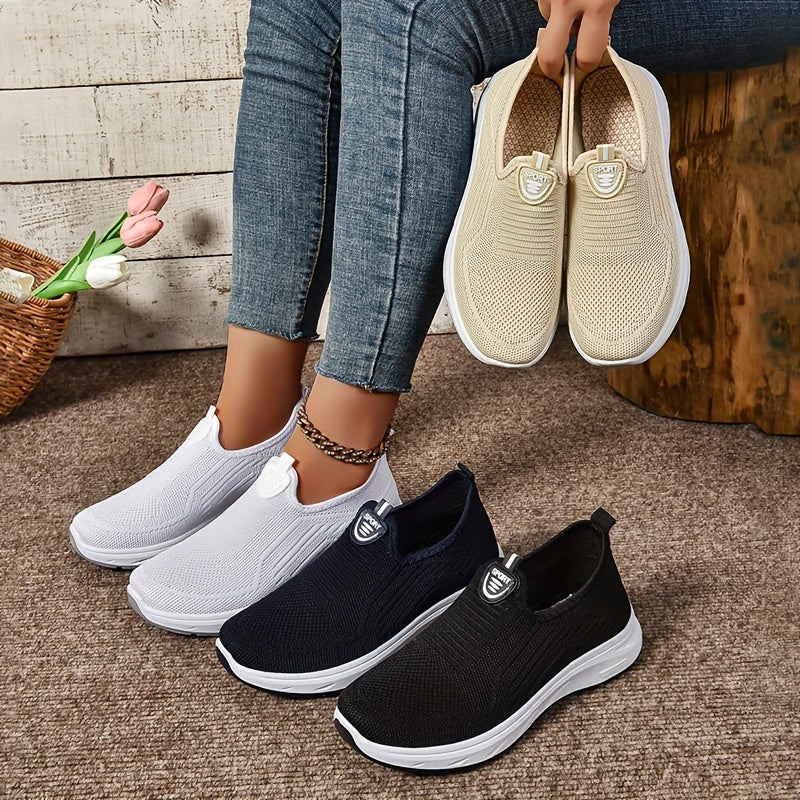 Women’s Slip-On Sneakers Breathable Knit Lightweight All-Season Shoes