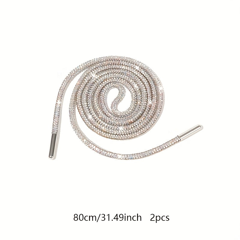 Unisex Rhinestone Shoelaces Solid Color Twist Ribbon DIY Shoe Accessories