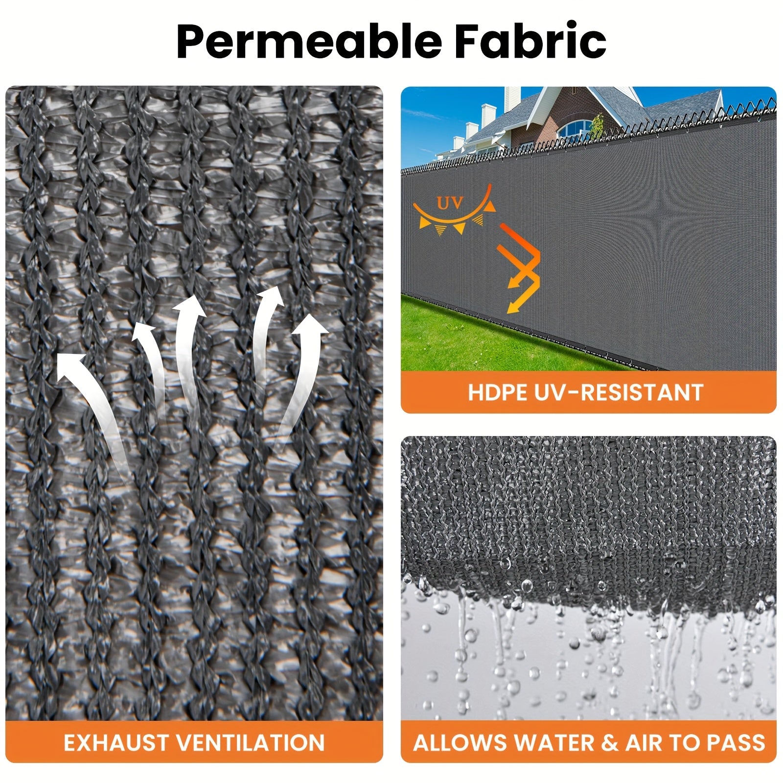 Gray Outdoor Privacy Screen 5x50 Feet Wind Blocker for Fences with Zip Ties