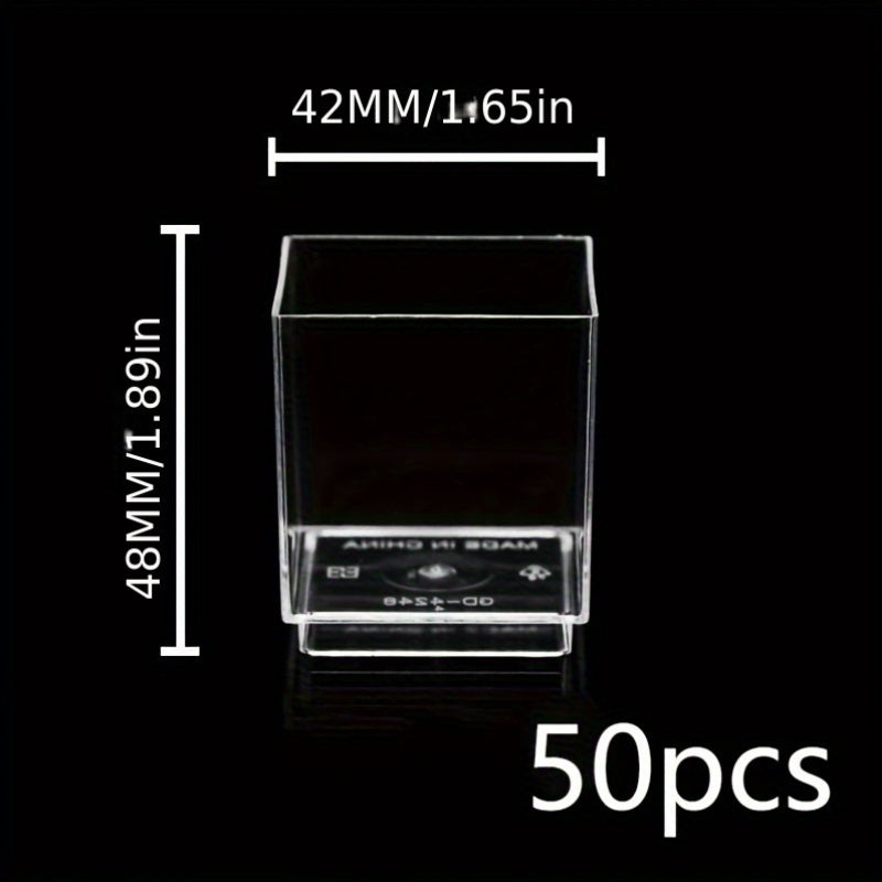 Одноразовые прозрачные десертные стаканы, набор 50 шт., для мусса, пудинга, торта, мороженого