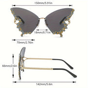 Women's Butterfly Rimless Fashion Glasses with Rhinestones for Costume Parties and Proms
