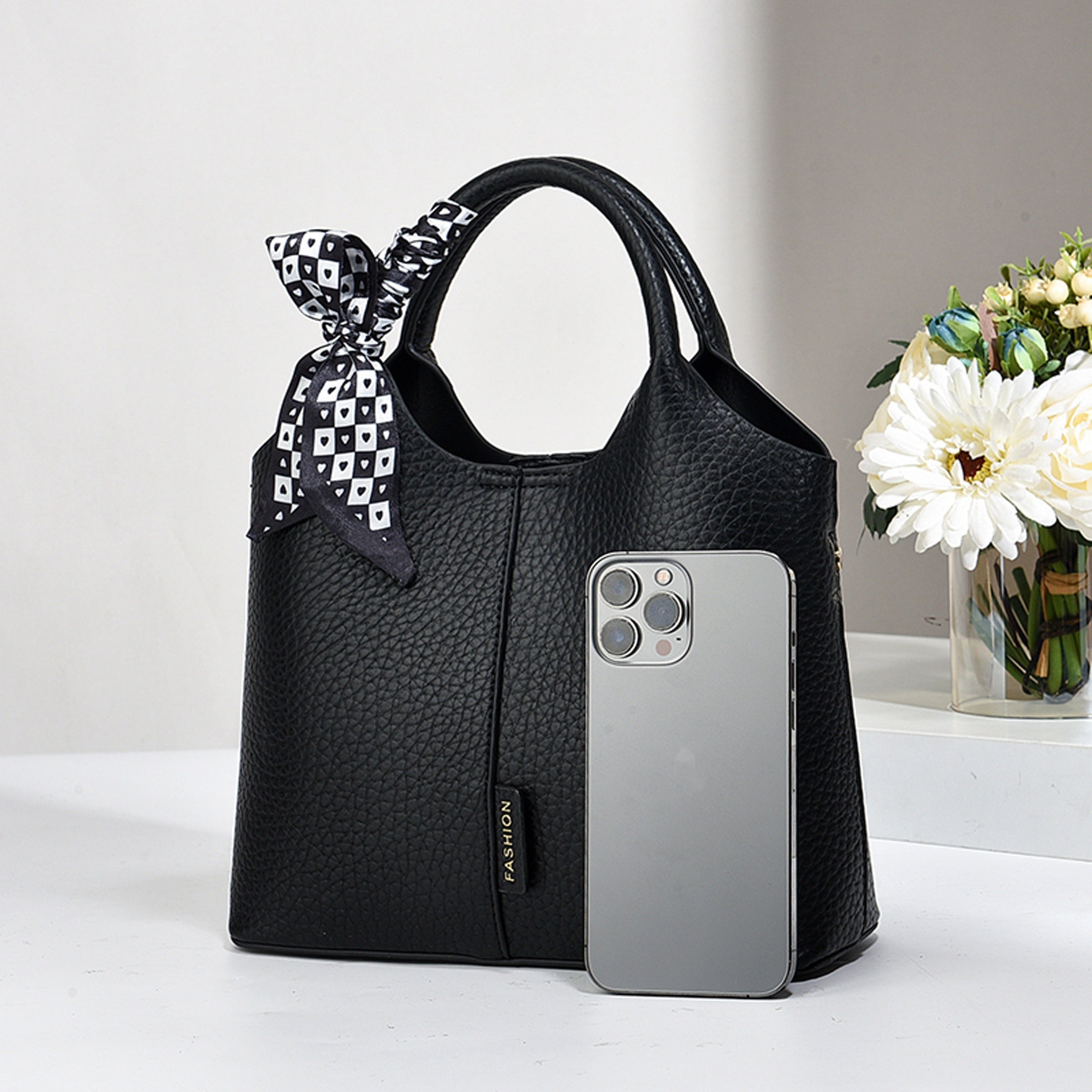 Винтажная сумка-ведро со шарфом, большая вместимость, сумка через плечо, регулируемый ремень, застежка на молнии, складная и без подкладки с окрашенными краями, подходит для бизнеса, свиданий и путешествий.