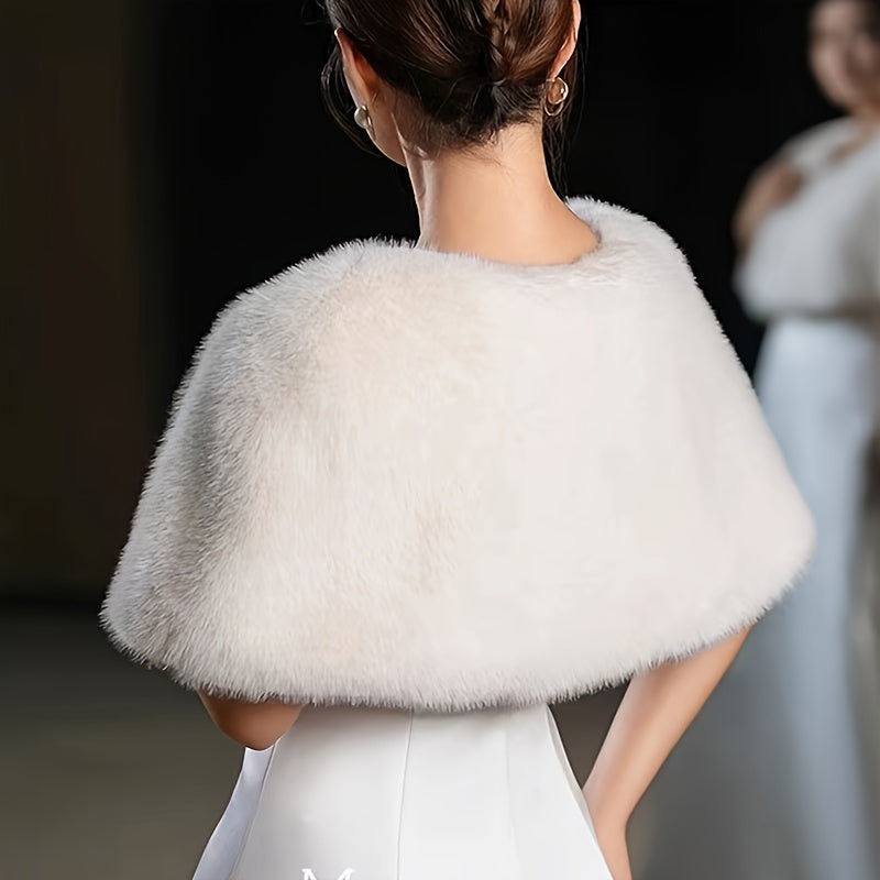 Faux Fur Bridal Shawl Cape for Wedding and Evening Dresses Polyester Spring Wedding