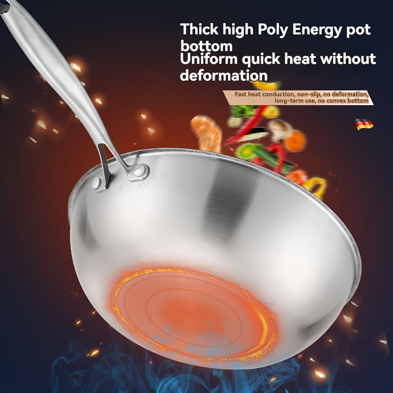 Lightweight Stainless Steel Wok Non-Stick Honeycomb Design Durable Scratch Heat Resistant Cooking Pan