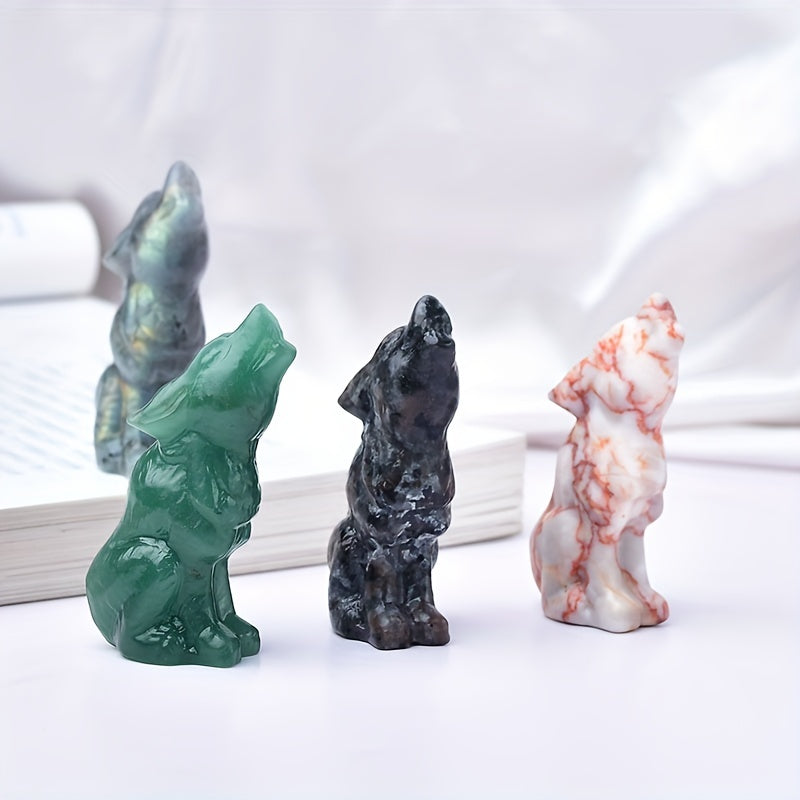 Decoración de escultura de lobo de piedra, adorno para jardín exterior 6.5cm