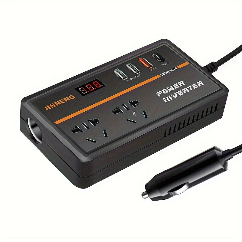Vehicle Power Converter 12V/24V to 220V with USB Charging Digital Display