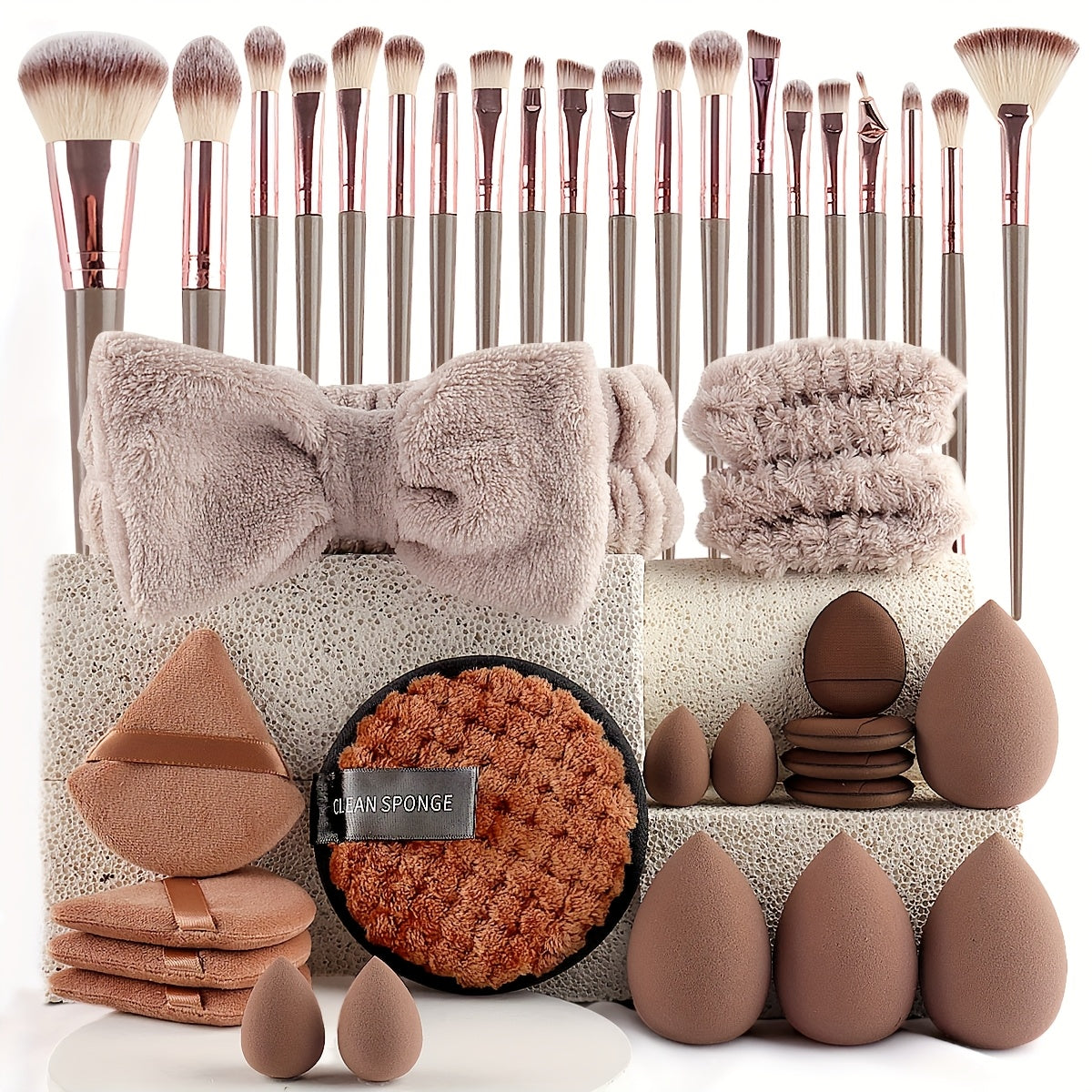 Professional Makeup Brush Set for Combination Skin 20/40 Pcs Nylon Bristles Velvet Applicators