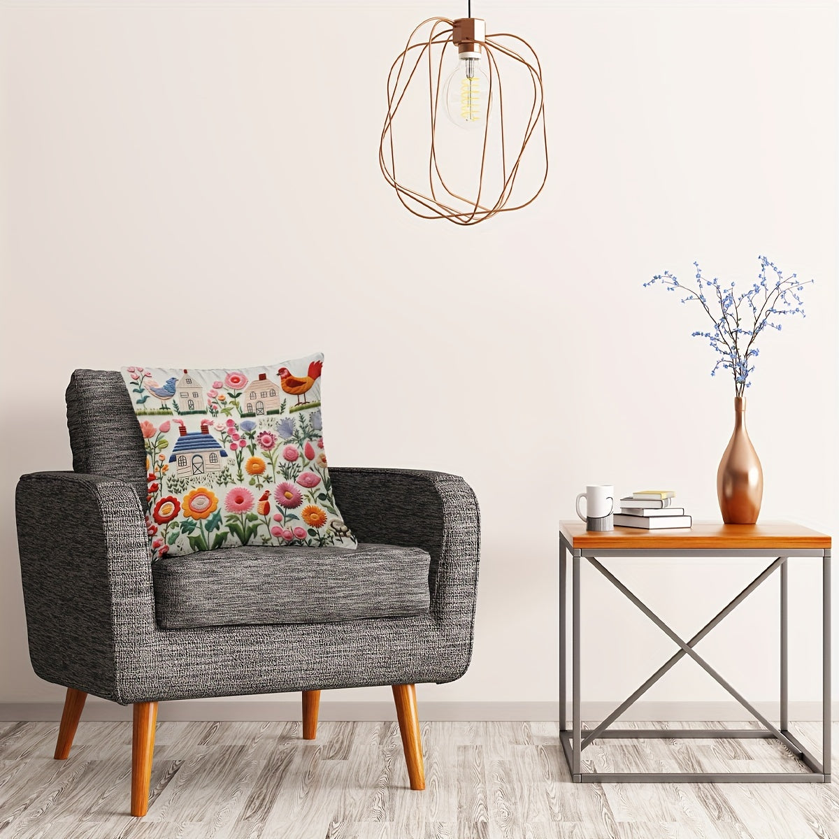 Современная цветочная цифровая печать на наволочке для подушки с застежкой на молнии, только ручная стирка, изготовлена из полиэстера - идеально подходит для декора гостиной и спальни.