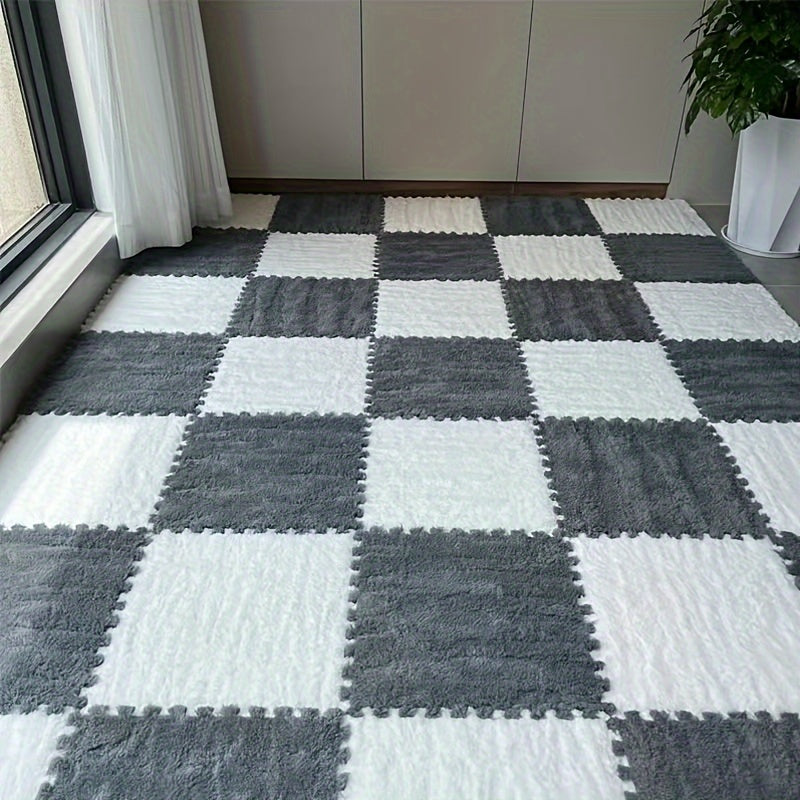 24-детальный набор геометрических мягких ковров из стирающегося полиэстера и ЭВА, идеально подходящий для использования в помещениях, таких как спальни и гостиные, дружелюбный к домашним животным и с праздничной тематикой.