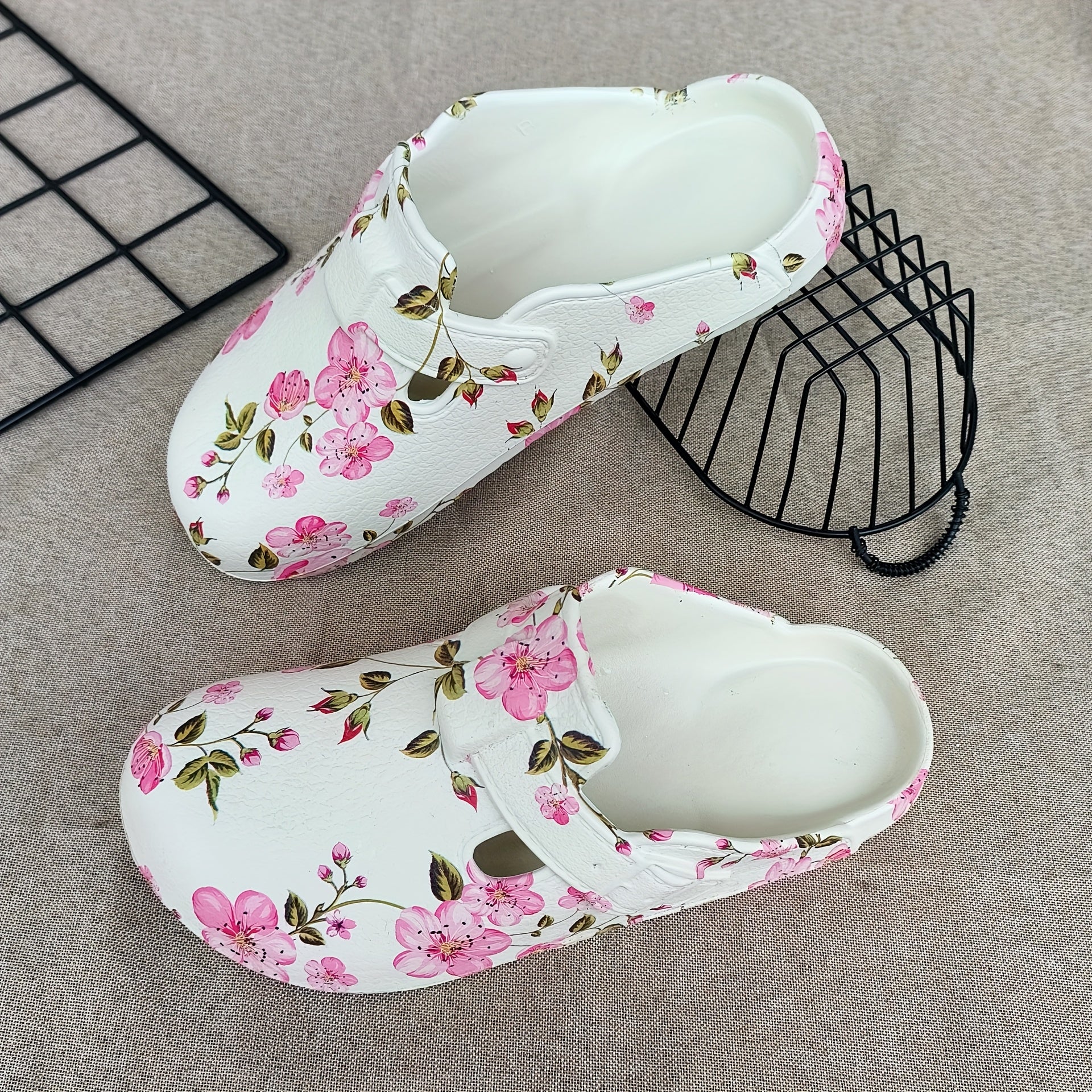Women's Lightweight Casual Slip-On Loafers with Floral Print EVA Shoe
