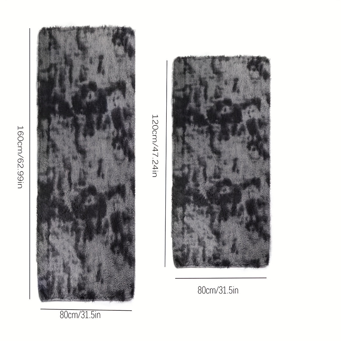 Tie-Dye Plush Bedroom Rug Soft Hand-Washable Polyester Cozy Decor