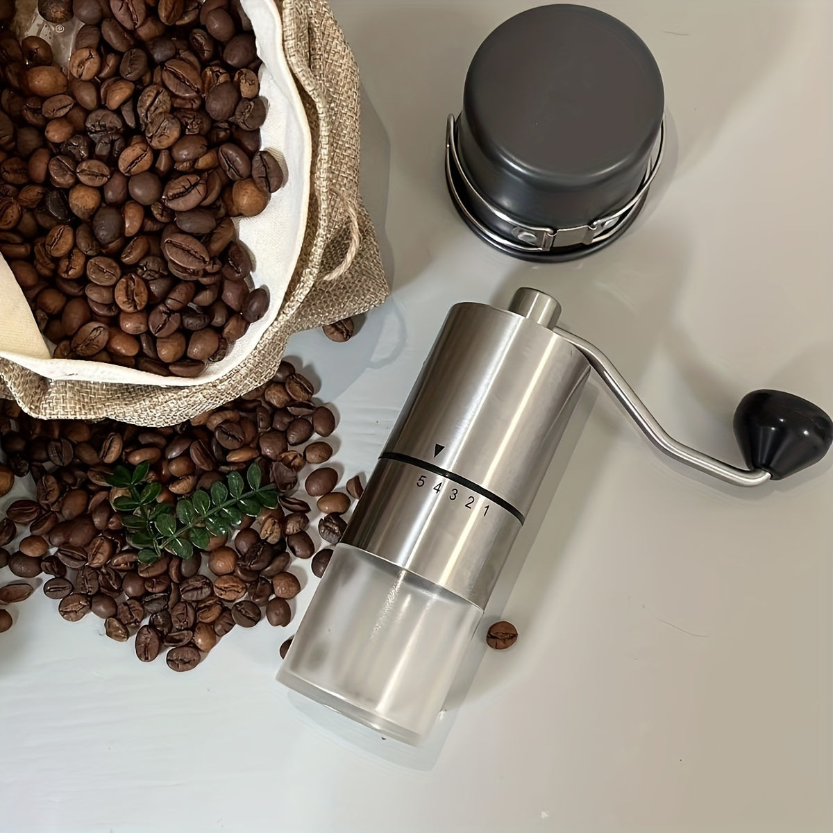 Manual Stainless Steel Coffee Grinder Conical Burr for Travel Camping Office