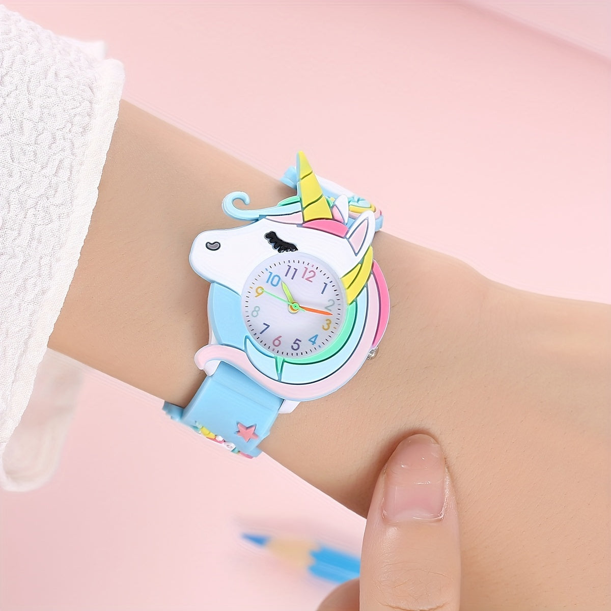 Children's Silicone Cartoon Watch for Kids Age 3-14 Non-Waterproof Battery-Powered