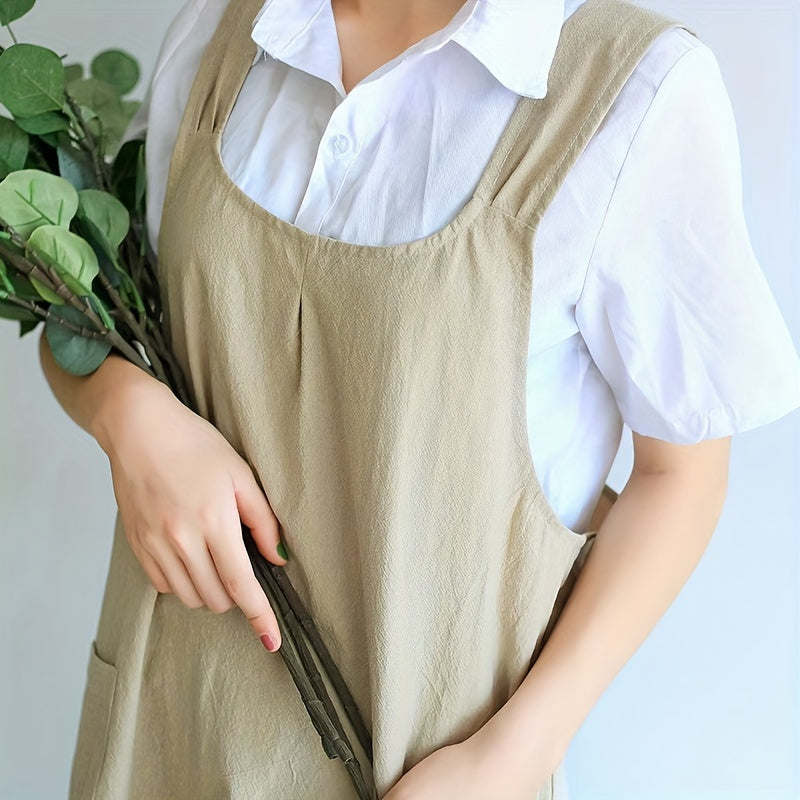 Linen Apron for Restaurants and Kitchens, Durable Cooking and Serving Apron