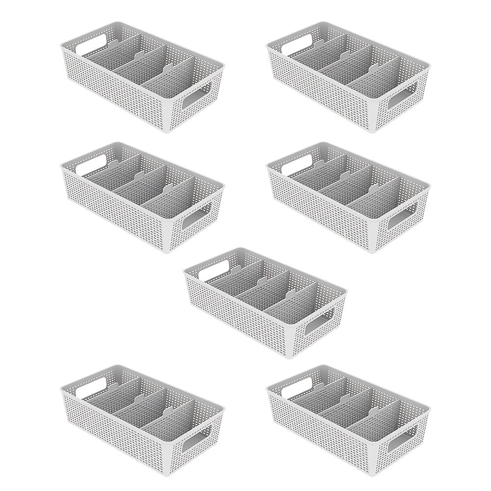 Multi-Purpose Woven Storage Box with Divider for Bathroom and Kitchen Cabinets 1-8 Pieces