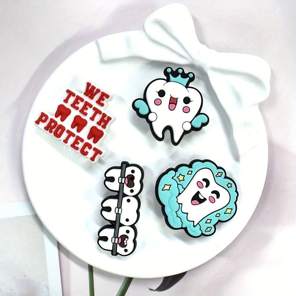 20Pcs Tooth-Shaped Shoe Charms Plastic DIY Sandals Garden Shoes Accessories