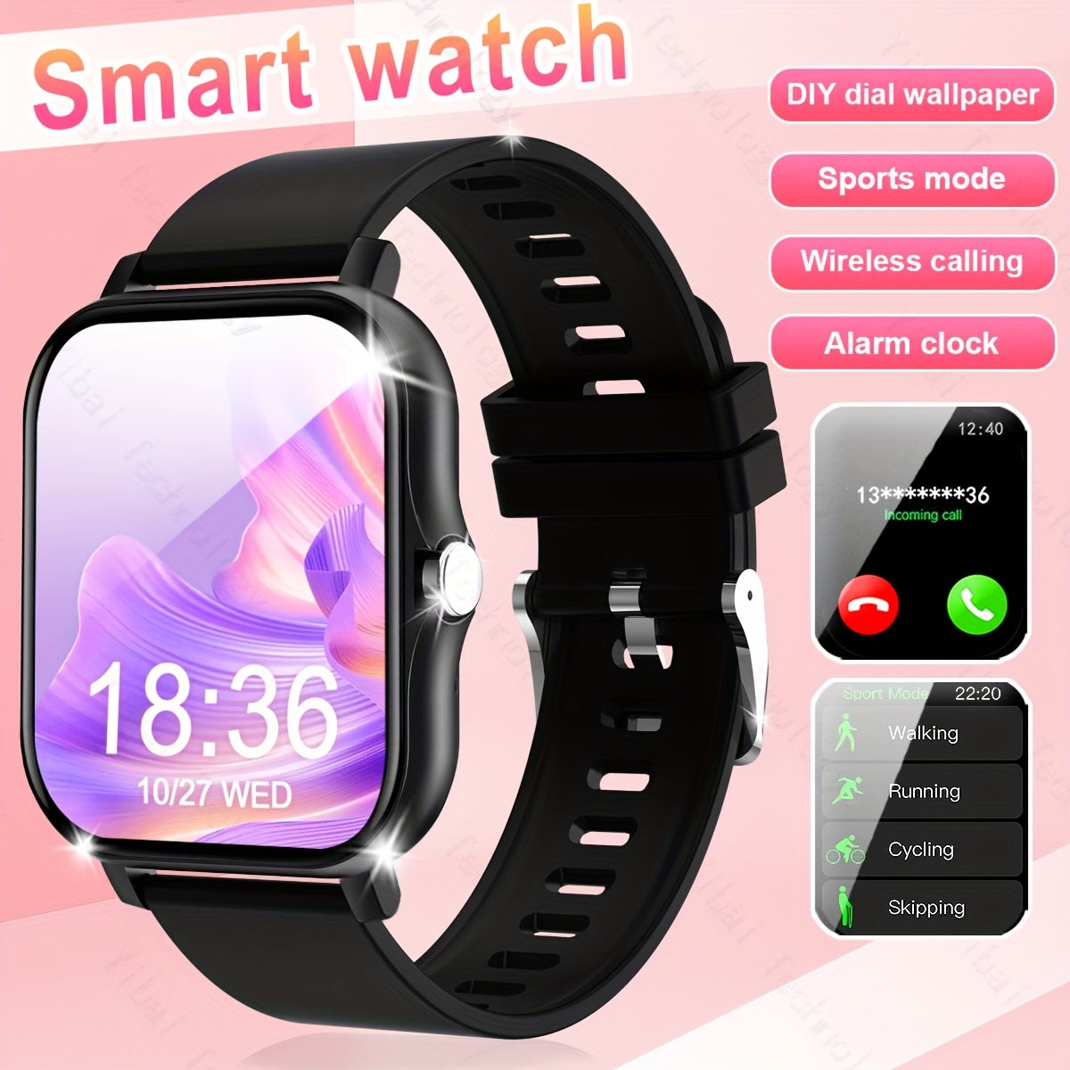 Unisex Sports Smartwatch 1.83-Inch HD Touch Screen Call and Fitness Tracker