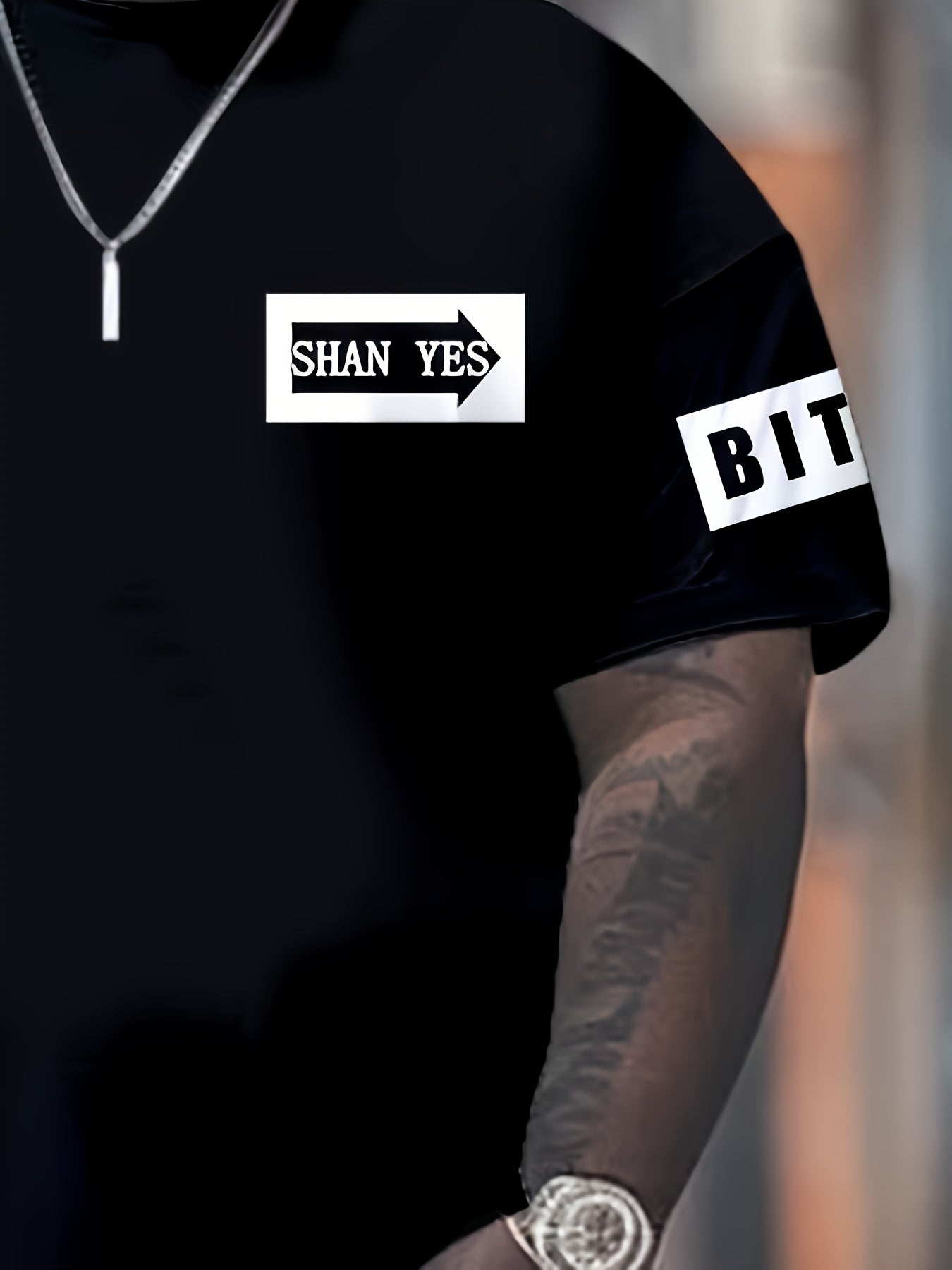 Мужская футболка с круглым вырезом, увеличенного размера, черная, с 3D-печатью, из полиэстера и спандекса