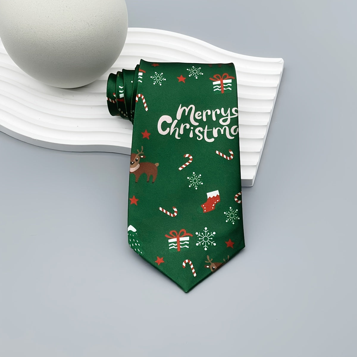 Men's Christmas Tie Woven Polyester with Santa Snowman and Tree Designs