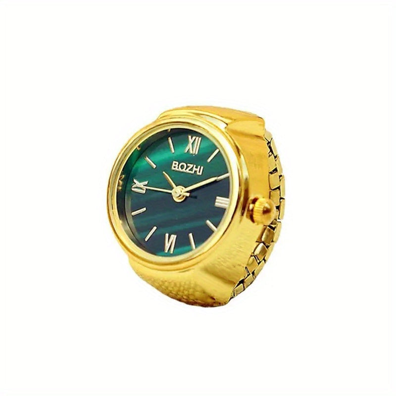 Green Mini Watch Ring for Men Women Fashion Alloy Shell Finger Watch