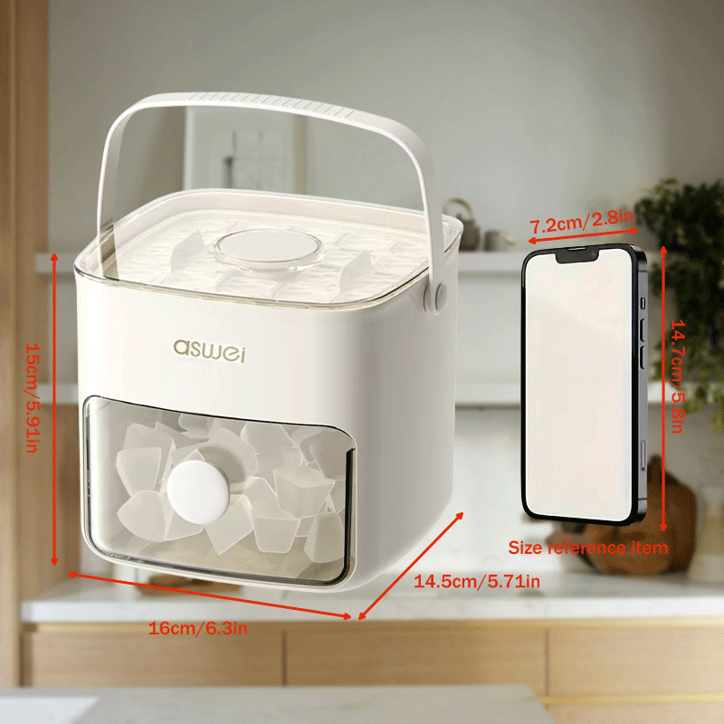 Portable Ice Maker Countertop Compact with Easy-Press Lid 24H 22.68KG Square Ice Cubes