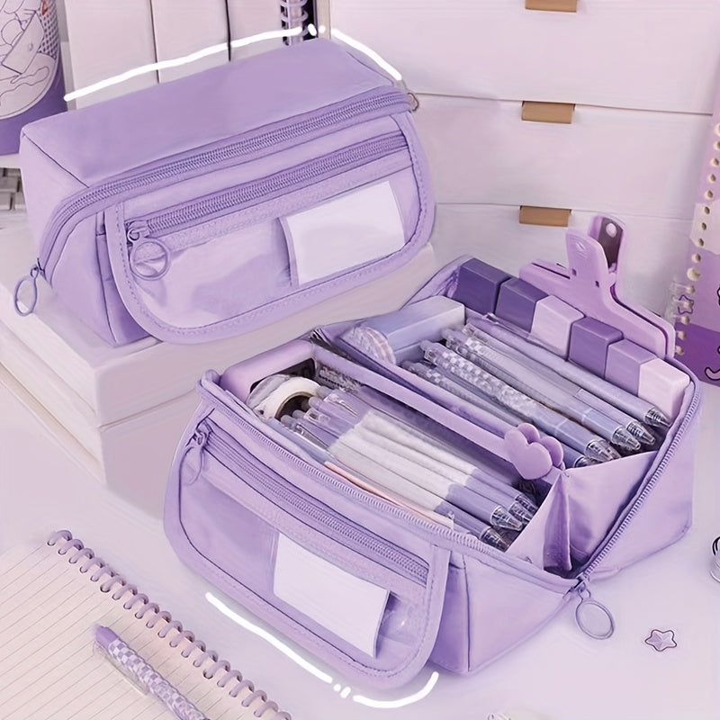 Large Capacity Learning Pencil Case for Boys and Girls with Desktop Organizer and Storage