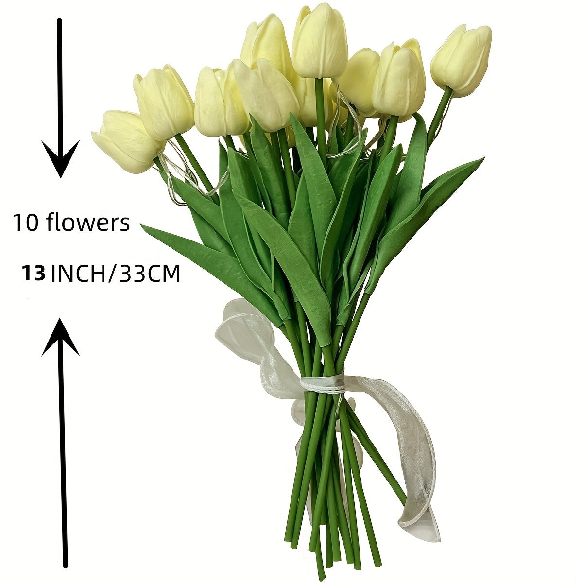 Set of 10 Tulip LED Simulation Bouquet Night Light Hand Bouquet Table Lamps for Room Decor