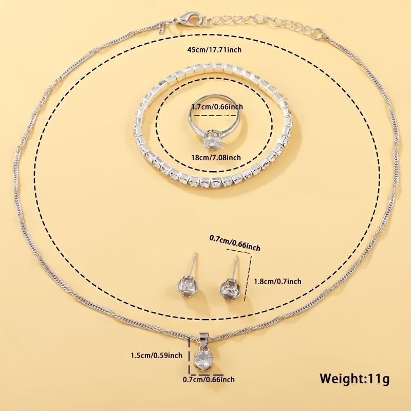 Women's Rhinestone Quartz Watch Set 6 Pieces Stylish Analog Watches with Japanese Movement