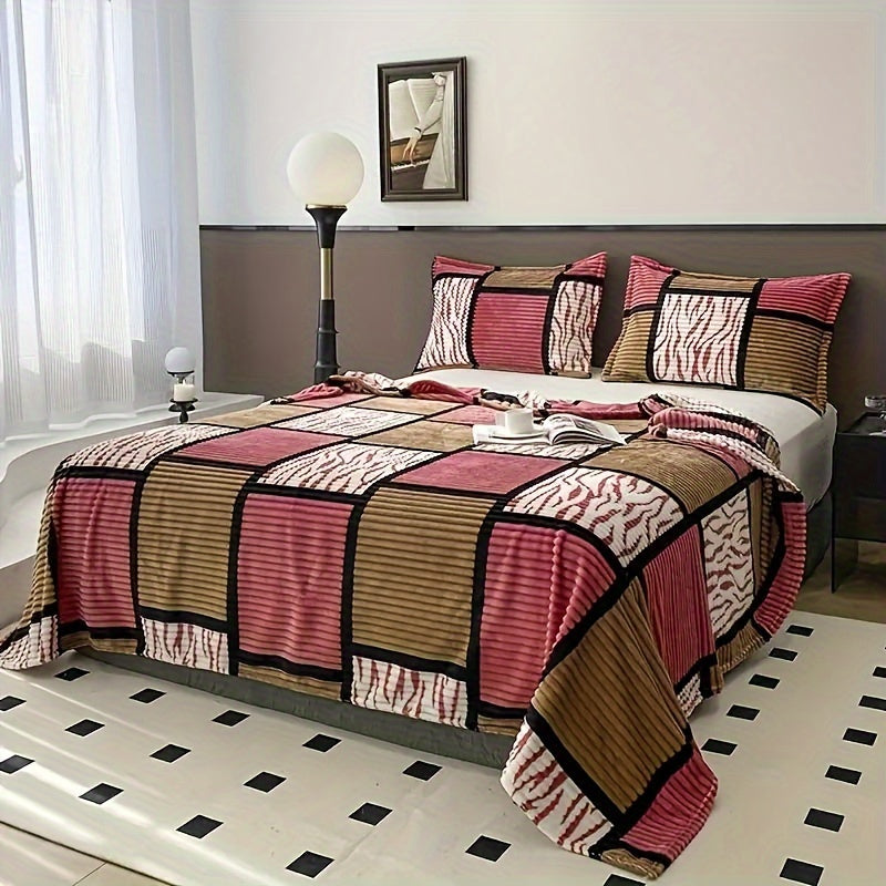 Plaid Throw Blanket Flannel Woven All-Season Machine Washable 100% Polyester